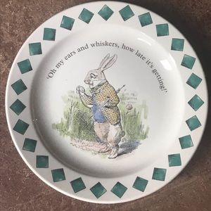 Alice in Wonderland White Rabbit plate Poole Pottery England RARE collectible